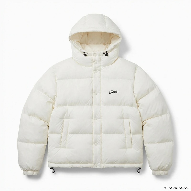 Corteiz trendy brand simple style white cotton-padded coat