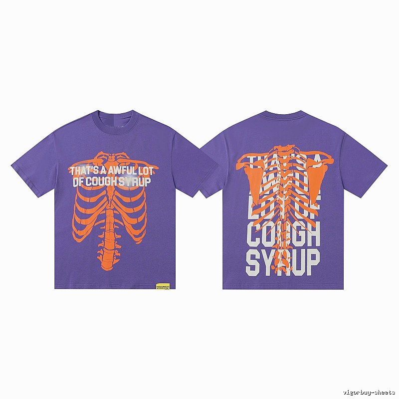 COUGH SYRUP Skull Collection Street Style Purple T-shirt