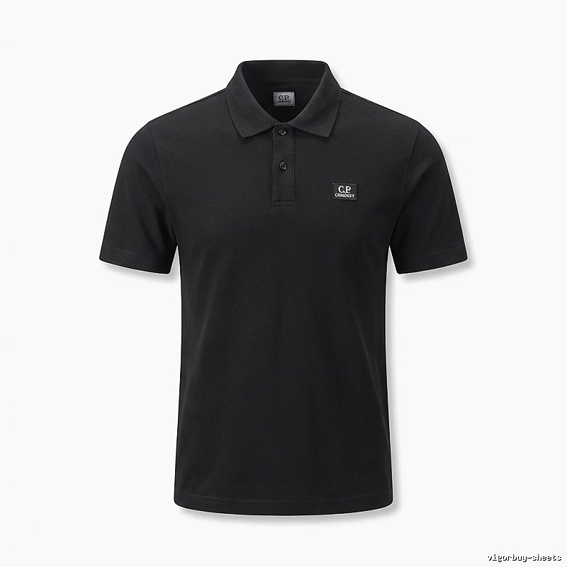 C.P. Simple Style Black Polo Shirt