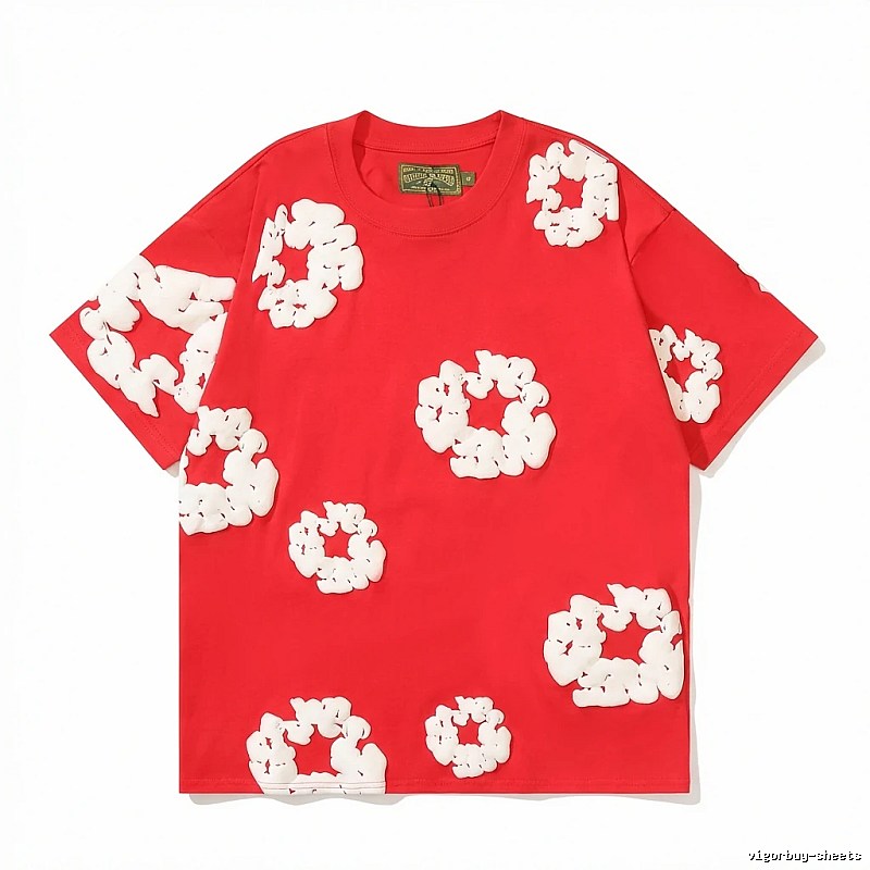 DENIM TEARS Floral Style Red T-shirt
