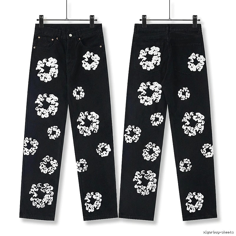DENIM TEARS Printed Retro-Style Black Pants