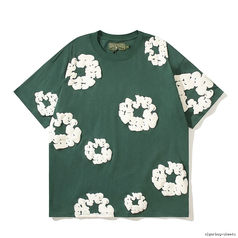 DENIM TEARS Three-dimensional Flower Dark Green T-shirt