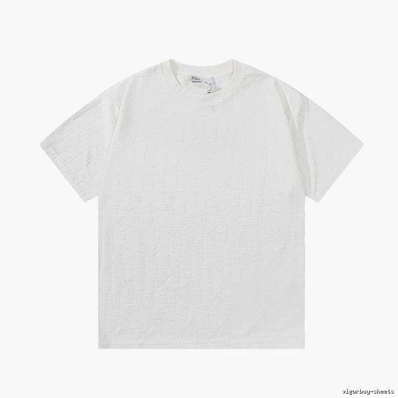 Dior All-over Monogram Print Light Luxury Style White T-Shirt