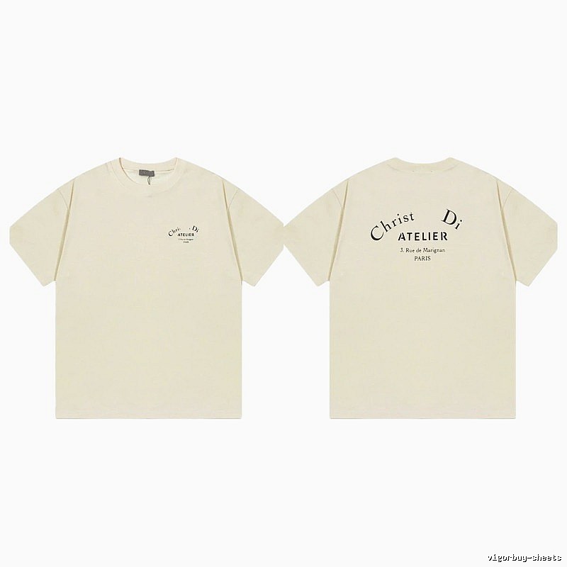 Dior Atelier Minimalist Style Beige Short-sleeve T-shirt
