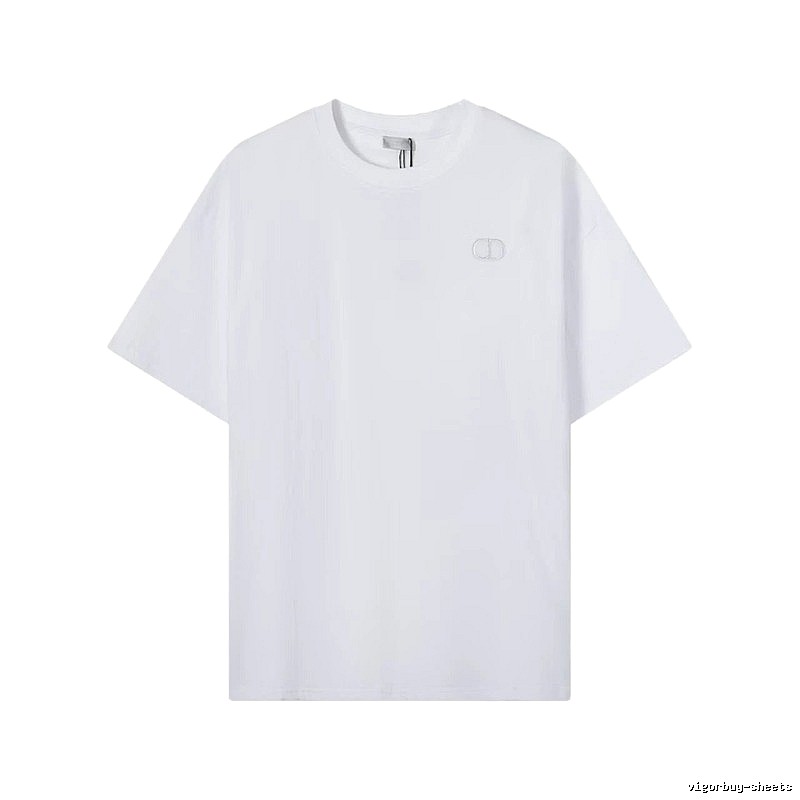 Dior CD Embroidered Minimalist Style White T-Shirt