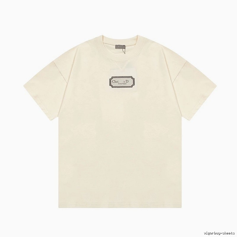 Dior Couture Minimalist Style Off-White Short-sleeve T-shirt