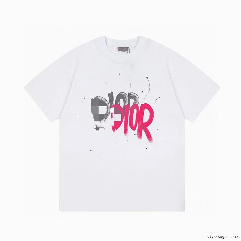 Dior Graffiti Street Style White Short-Sleeve T-Shirt
