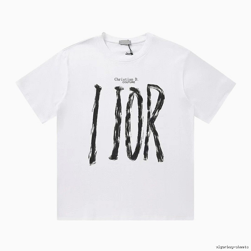 Dior Haute Couture Graffiti Casual Style White T-Shirt