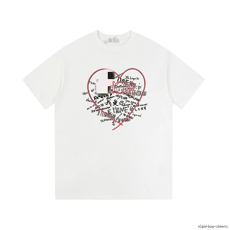 Dior Heart Graffiti Trendy Style White T-Shirt