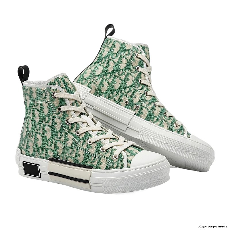 Dior high-top retro green canvas shoes