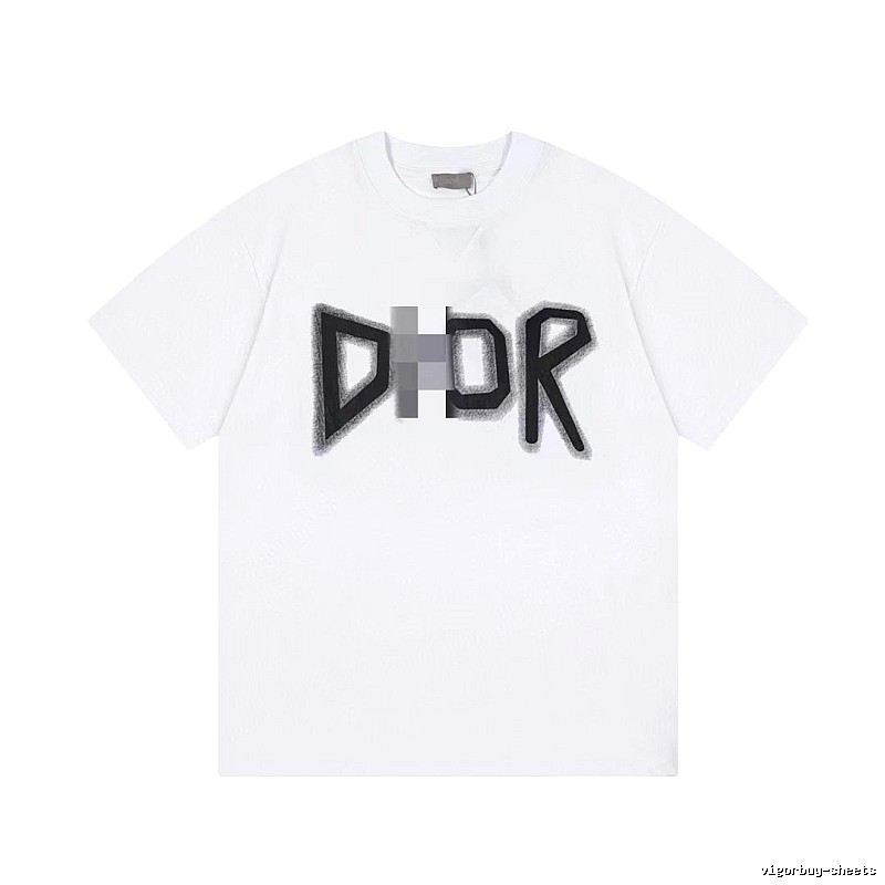 Dior Letter Print Trendy Style White T-Shirt
