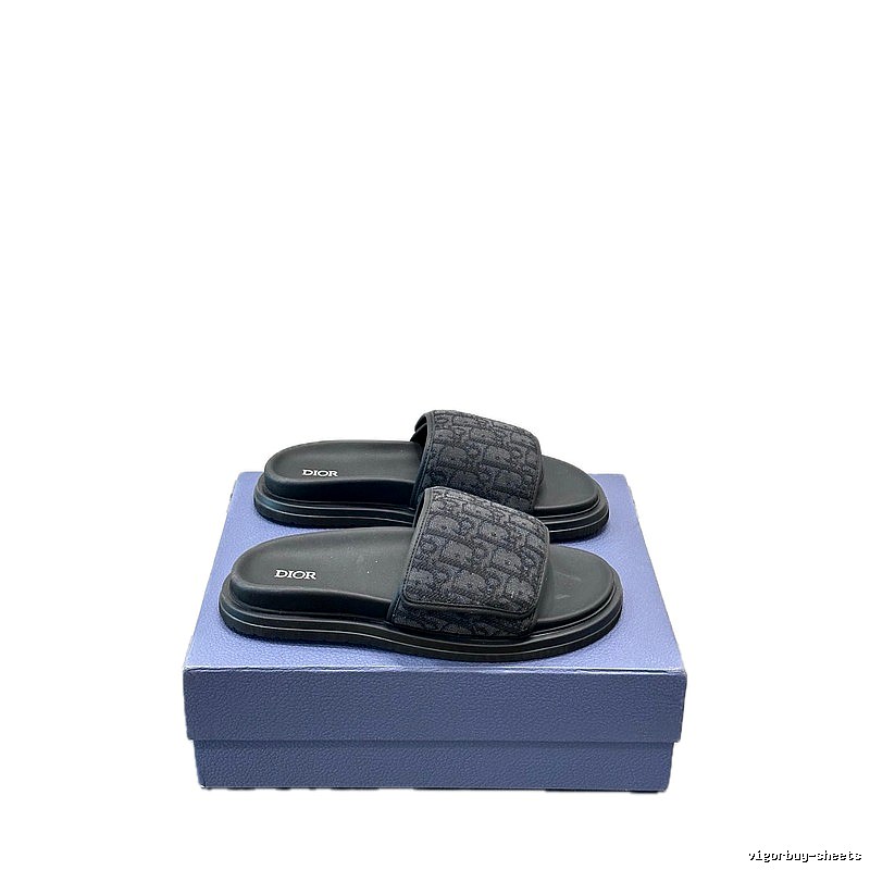 Dior Monogram Light Luxury Style Black Slide Sandals
