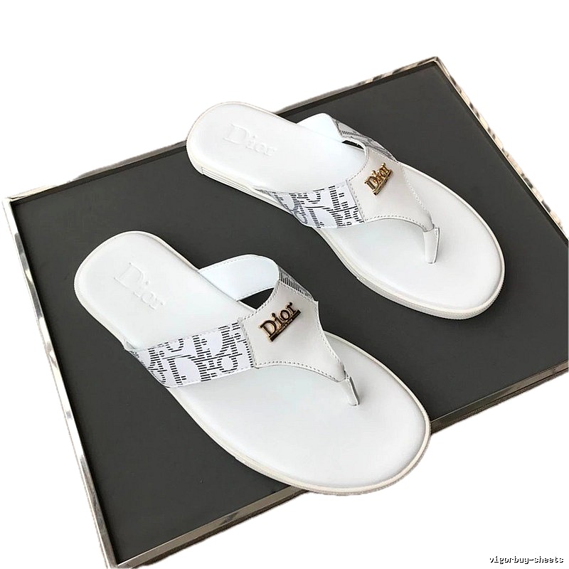Dior Monogram Light Luxury Style White Flip-Flops