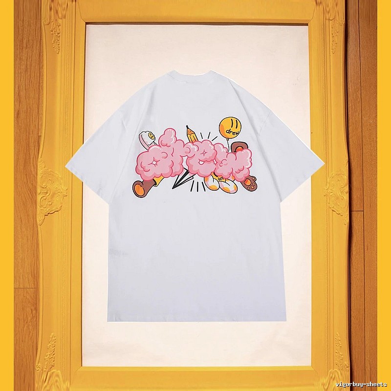 DREW Cloud Print Street Style White Short-sleeve T-shirt