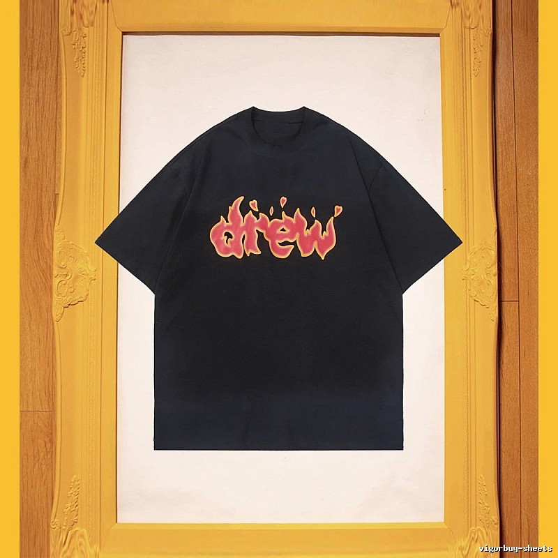DREW Flame Heart Street Style Black T-shirt