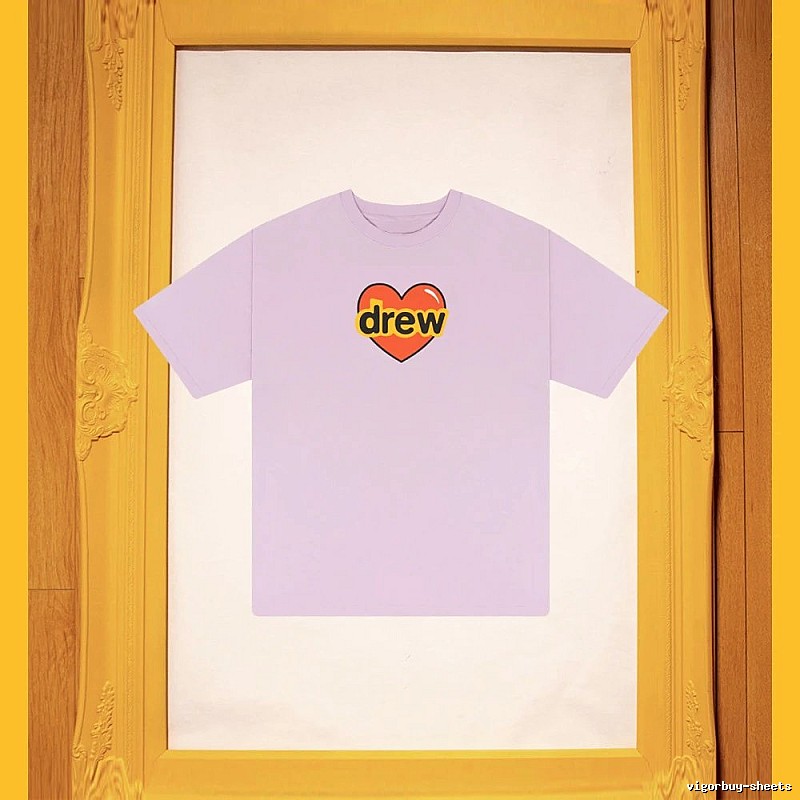 DREW Love Heart Print Street Style Light Purple Short Sleeve T-shirt
