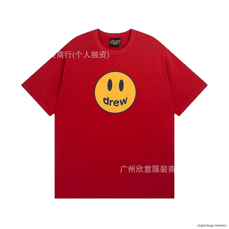 DREW Smiley American Street Style Red Short Sleeve T-Shirt
