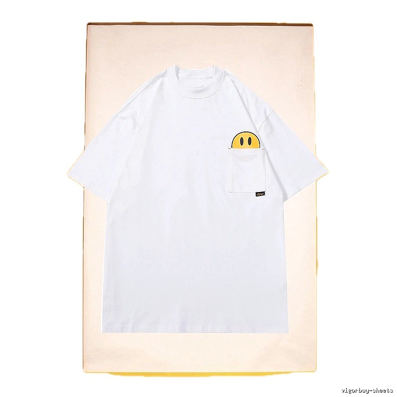 DREW Smiley Face Pocket Street Style White T-Shirt