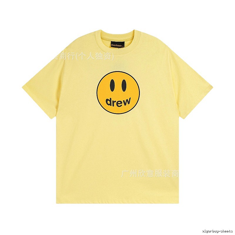 DREW Smiley Face Series Street Style Light Yellow T-shirt