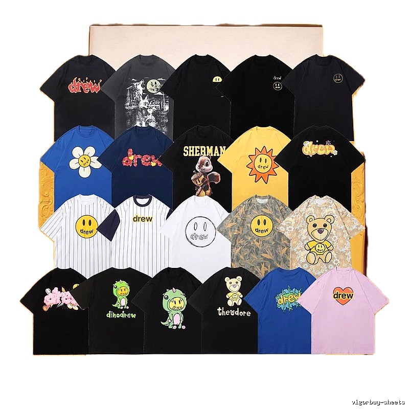 DREW Smiley Print American Trendy Multi-color Short Sleeve T-Shirt