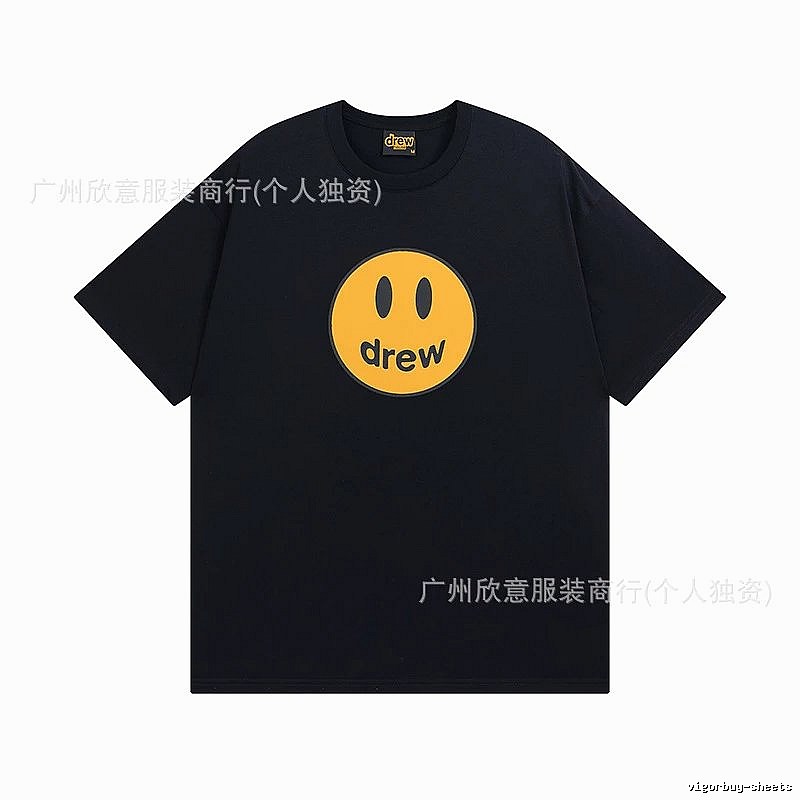 DREW Smiley Street Style Black Short-sleeve T-shirt