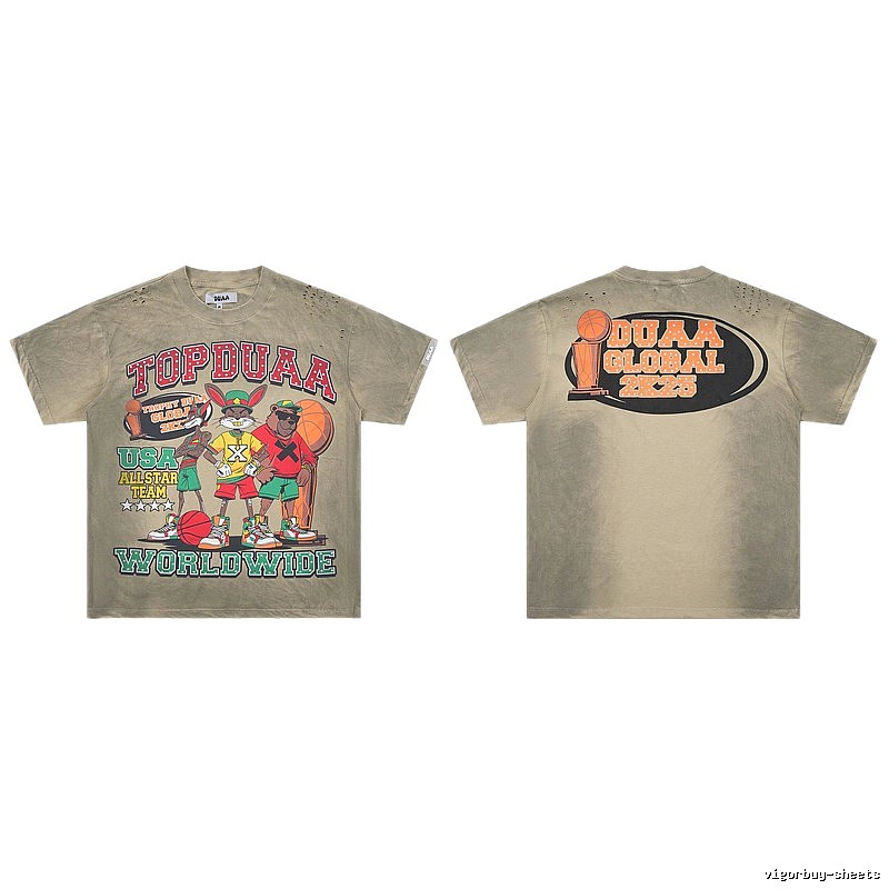 DUAA All-Star American Retro Khaki Short Sleeve T-shirt