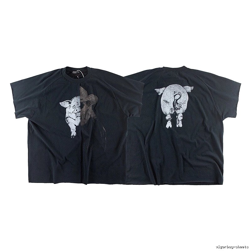 ERD GRJKD Pig Head Print High Street Black T-Shirt