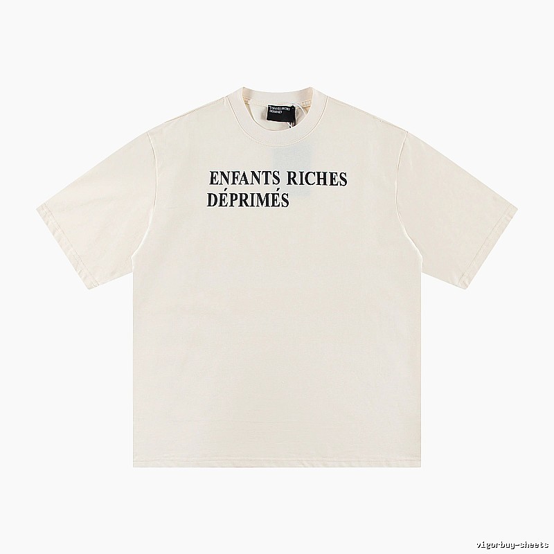 ERD Letter Print Minimalist Style Off-white Short-sleeve T-shirt