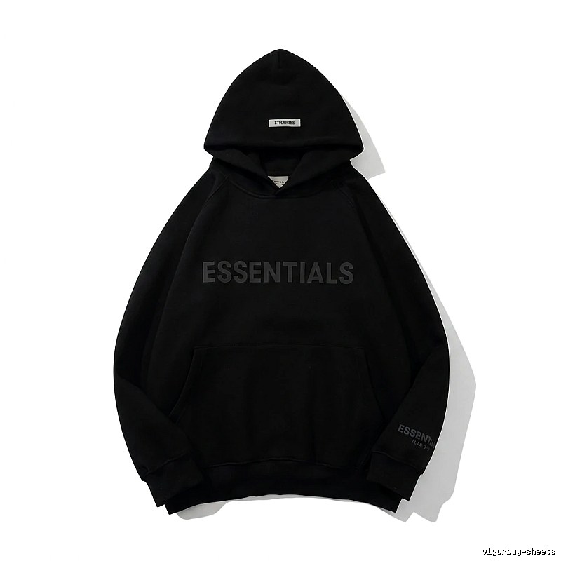ESSENTIALS minimalist style black hoodie