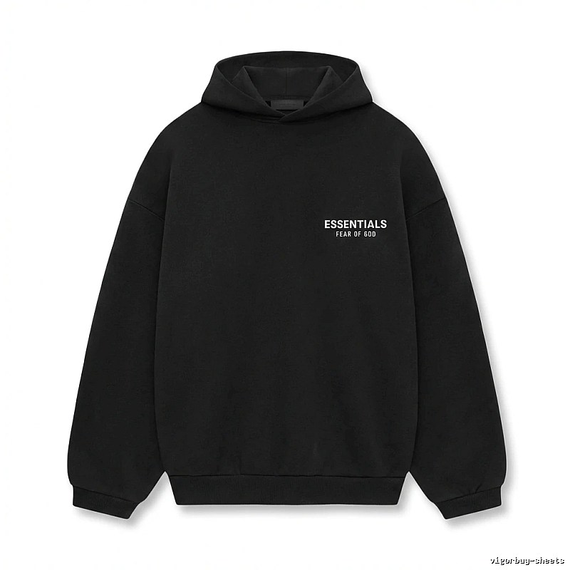 ESSENTIALS minimalist style black hoodie
