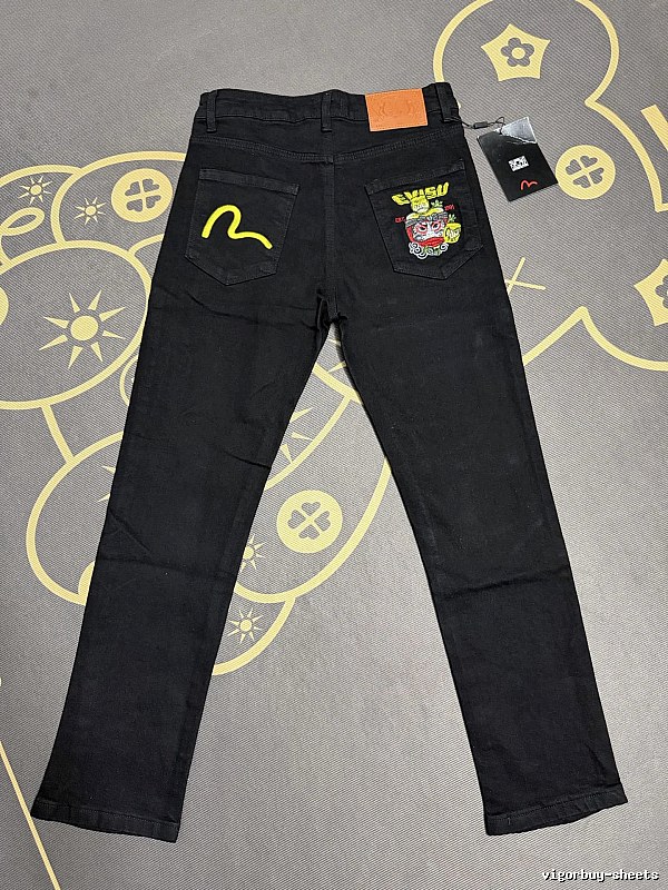 Evisu Bright Embroidered Character Patches And Slim Legs Graphic Jeans for weekend