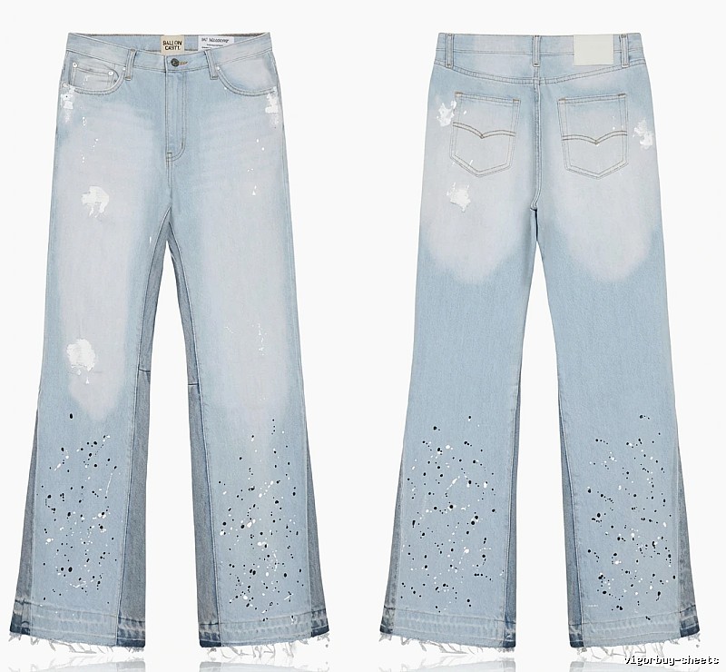 Gallery Dept Ripped Denim Blue Long Pants