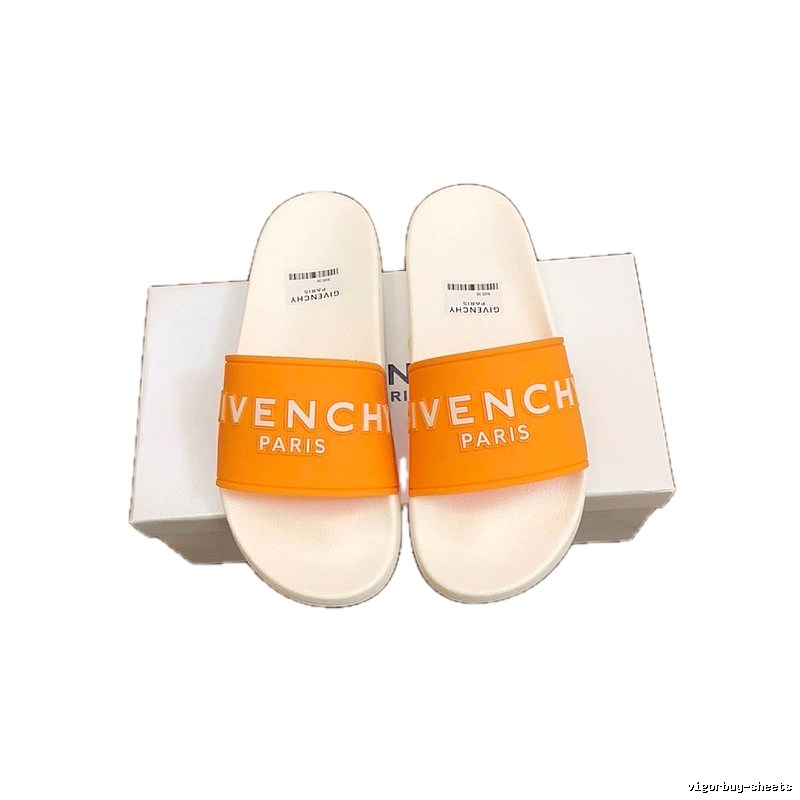 Givenchy Alphabet Series Minimalist Style White & Orange Slide Sandals