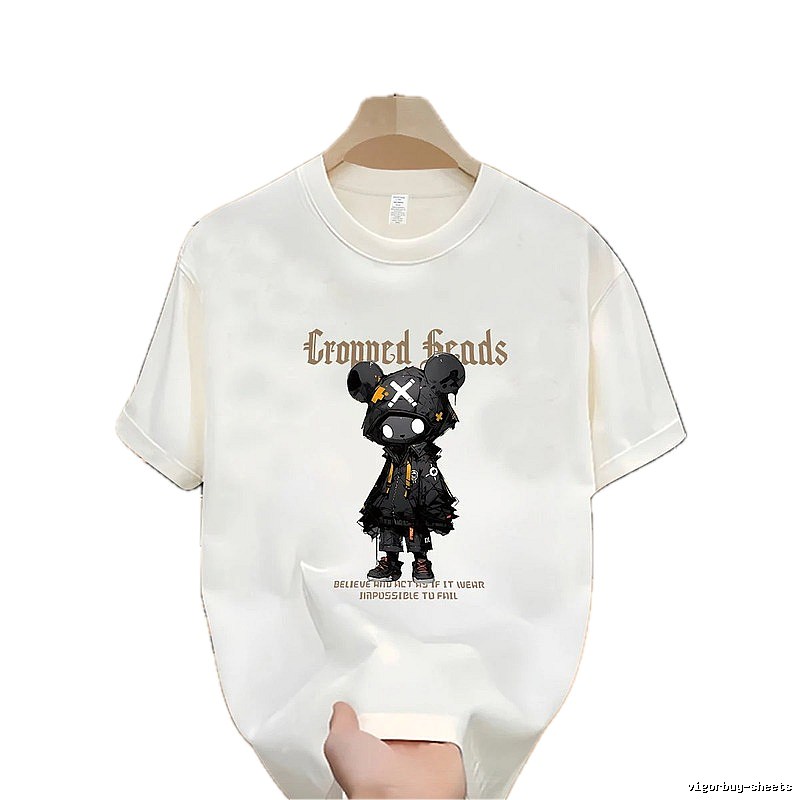 Gloomy Bear Printed Street-style Off-white Short-sleeve T-shirt