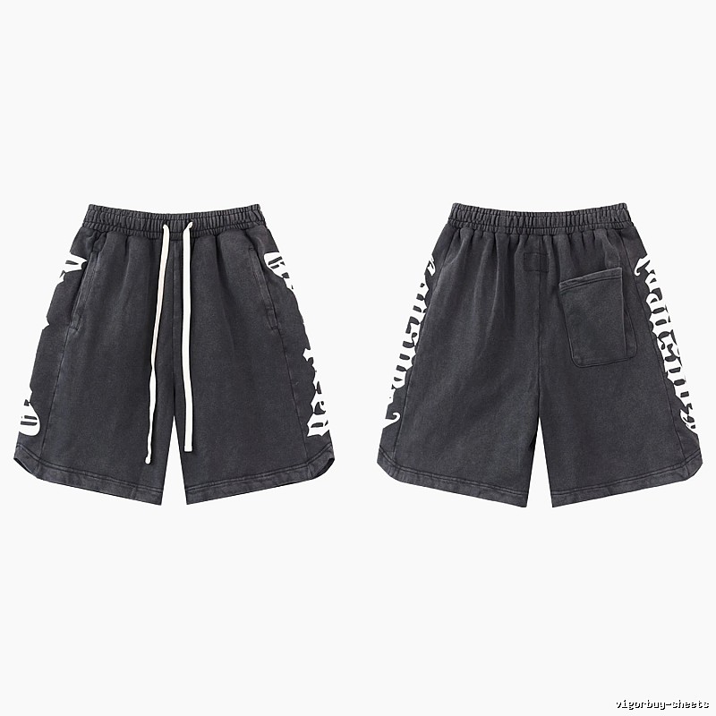 Godspeed Gothic Print Street Style Charcoal Black Shorts