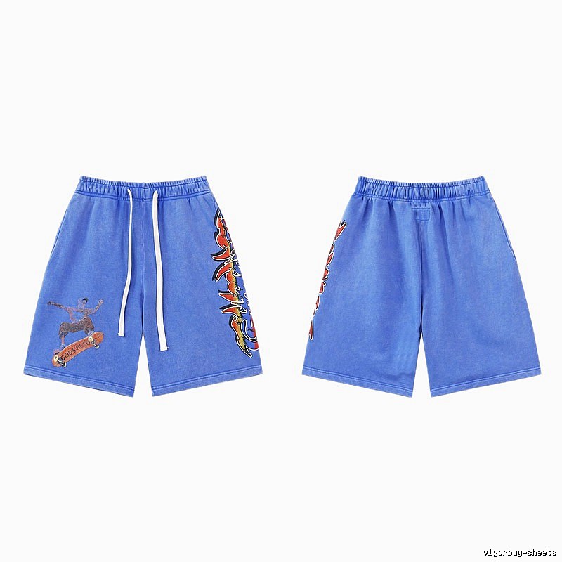 Godspeed Skate Print Street Style Blue Shorts