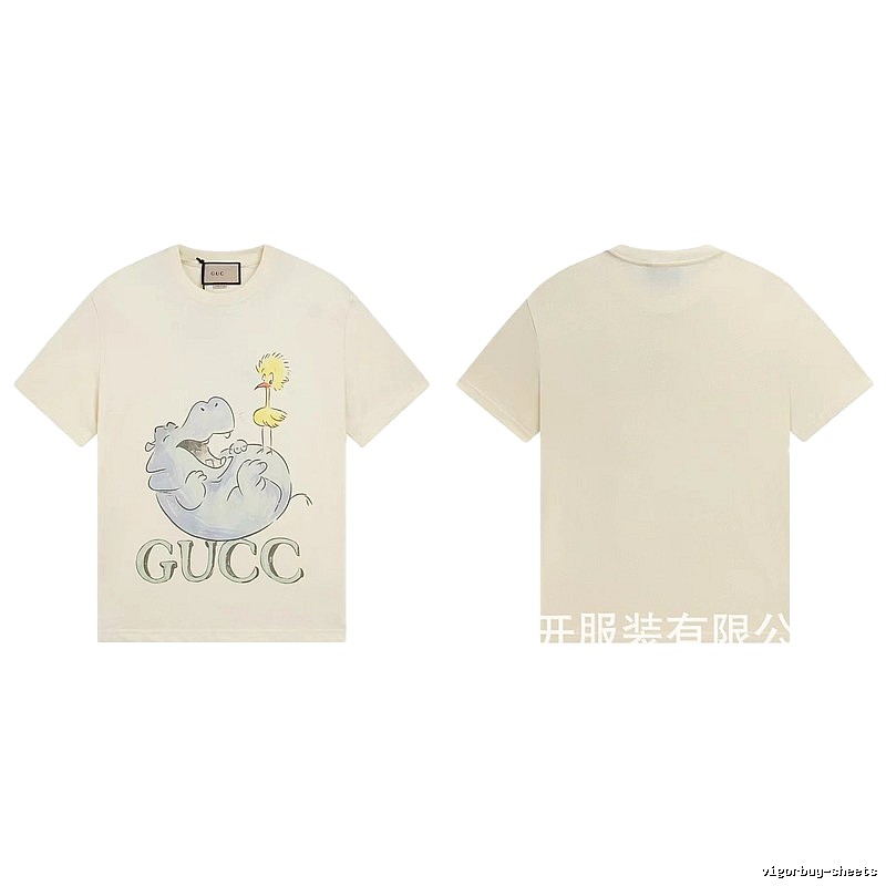 Gucci Cartoon Hippo Casual Off-white T-shirt