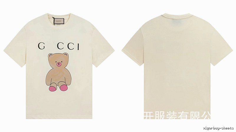 Gucci Teddy Bear Print Casual Style Off-White T-Shirt