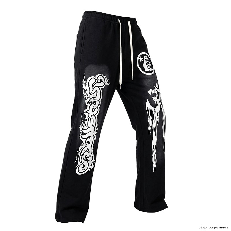 Hellstar Dark Style Printed Black Pants