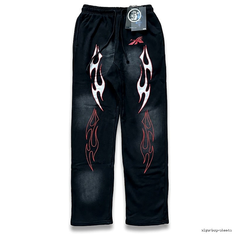 Hellstar Flame Wind Black Sweatpants