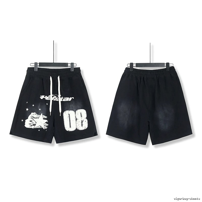 Hellstar graffiti-style black shorts