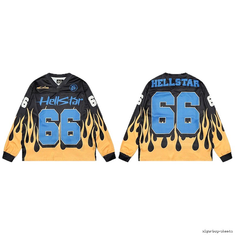 Hellstar No.66 Flame Street Style Black and Yellow Jersey