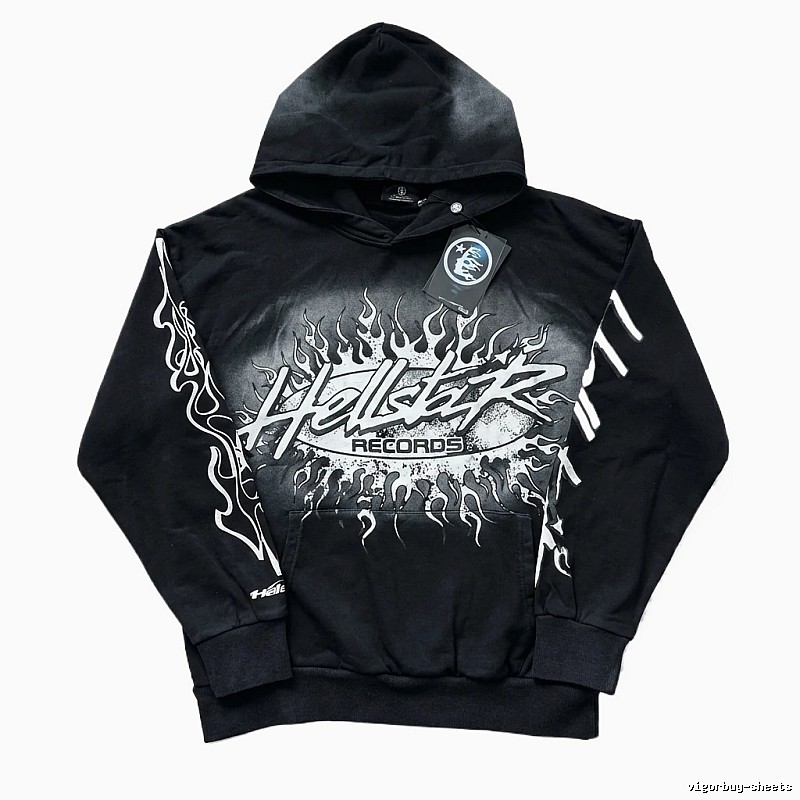 Hellstar Records Flame Wind Black Hoodie