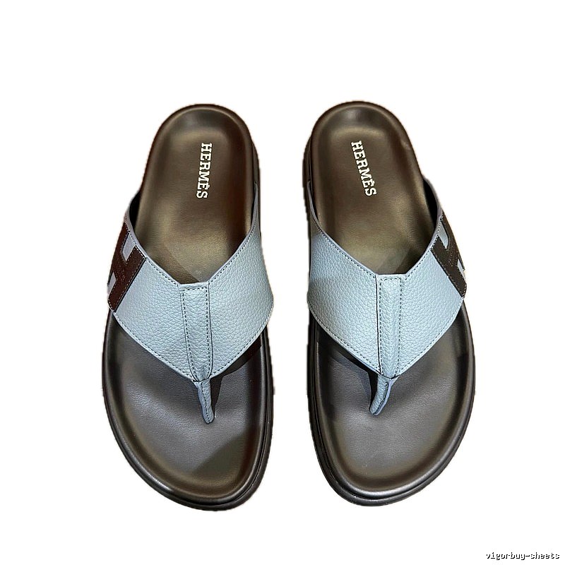 Hermès Classic Casual Style Grey-blue Flip-flops
