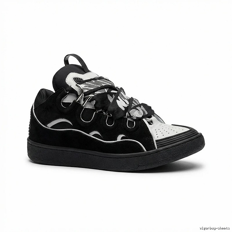 LANVIN retro-style black-and-white canvas shoes