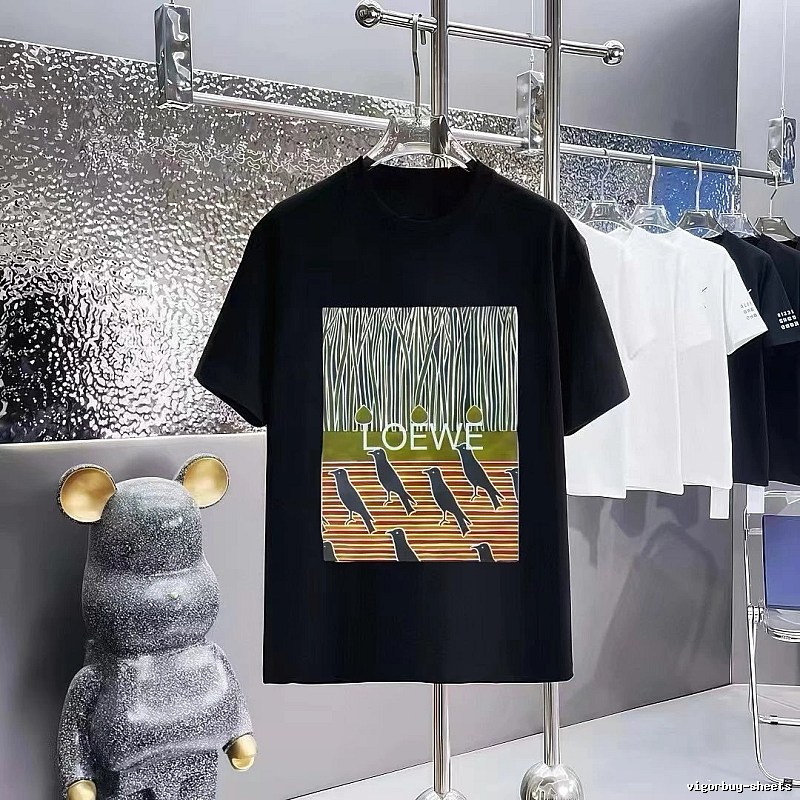 LOEWE Crow Print Vintage Style Black T-Shirt