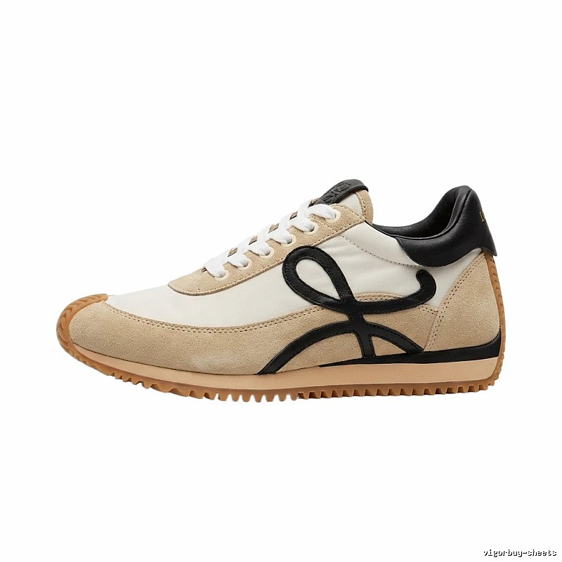 LOEWE retro-style black and brown color-blocking sneakers
