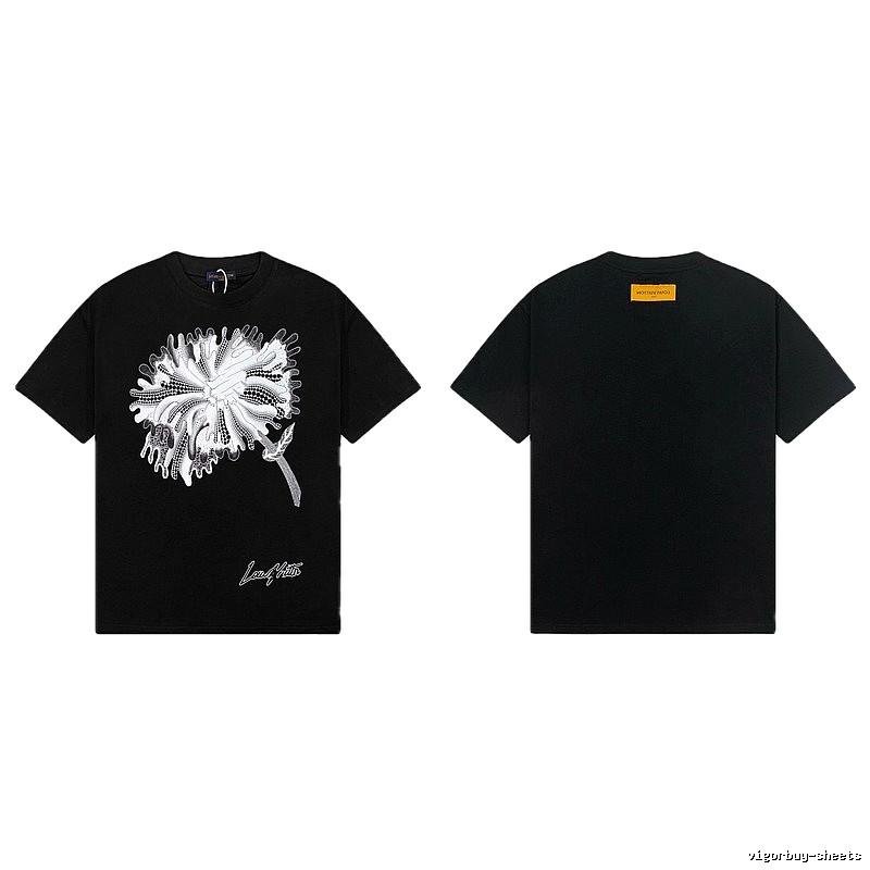 Louis Vuitton Dandelion Print Trendy Black T-Shirt