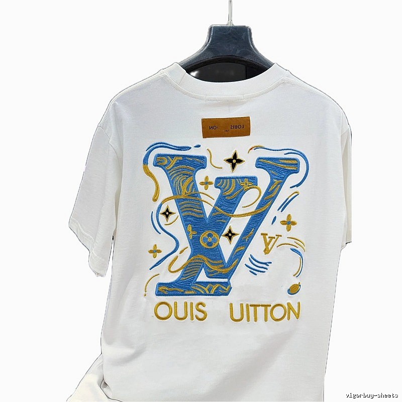 Louis Vuitton Embroidered Trendy Style White T-Shirt
