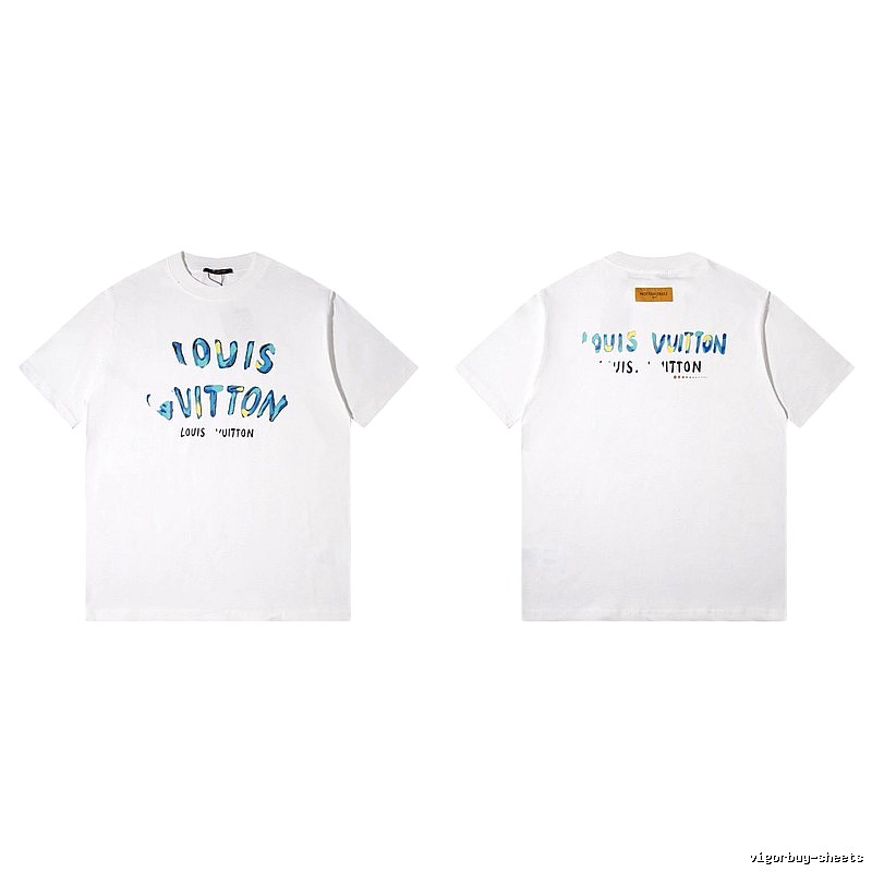 Louis Vuitton Hand-painted Graffiti Casual Style White T-shirt